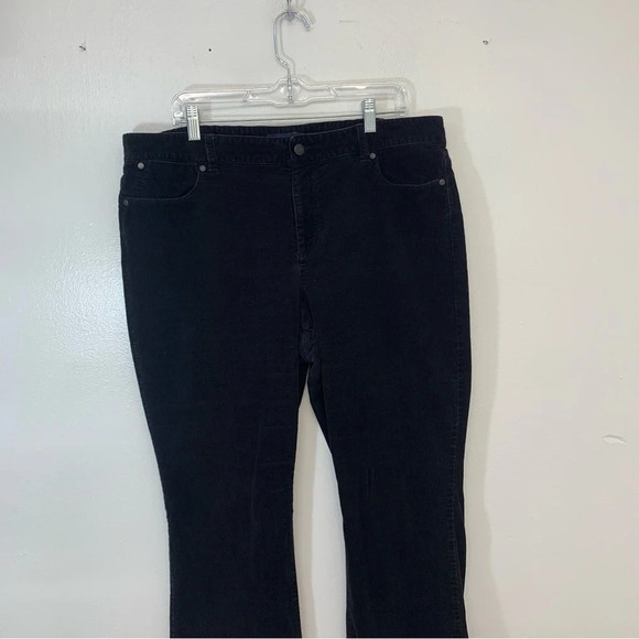 Talbots Corduroy Pants Woman Size 18‎  Curvy Black Straight Leg Pockets Stretch - Picture 2 of 12